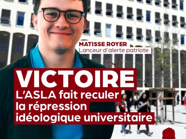 Victoire : L’ASLA fait reculer la répression idéologique universitaire